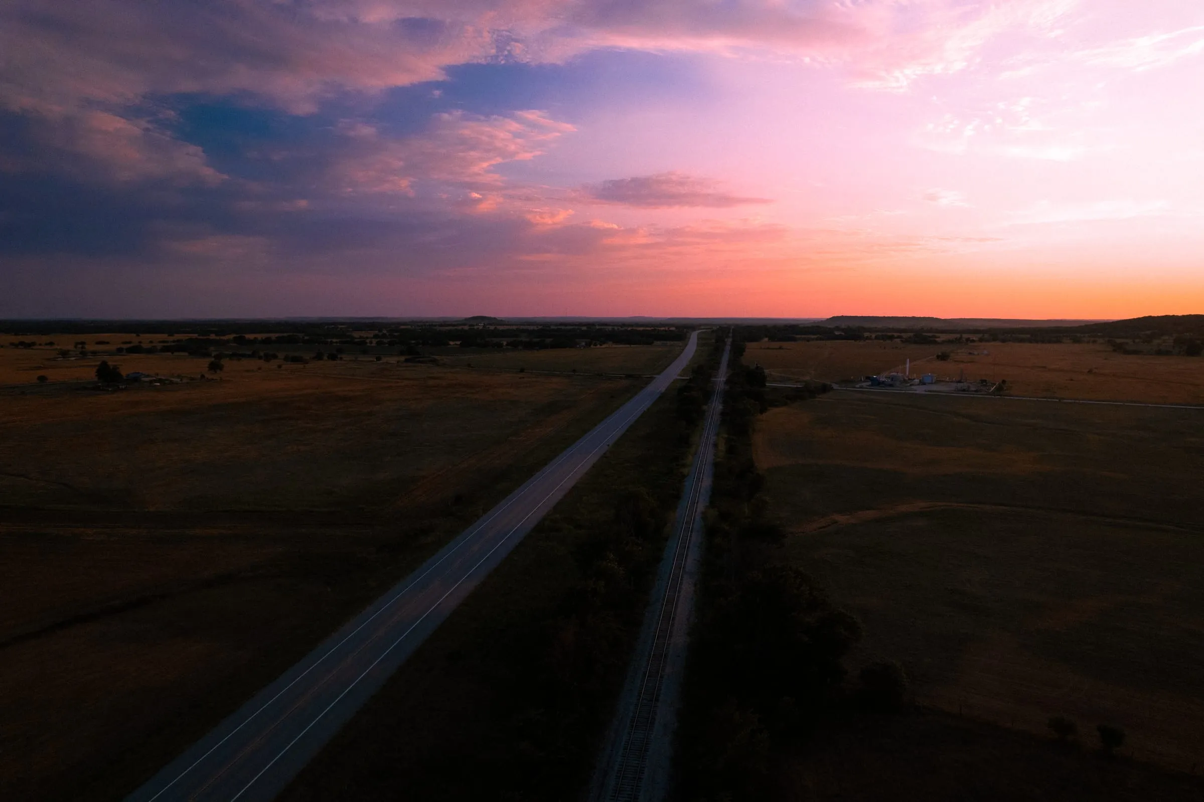Two lanes through the plains